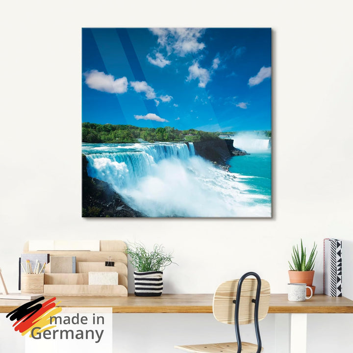 Glasbilder Wandbild Glas Bild einteilig 80x60 cm Querformat Natur Landschaft Wasserfall Niagara Fäll