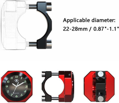 Motorrad-Lenkeruhr, TOTMOX Handliche wasserdichte leuchtende Nachtuhr, fluoreszierender Zeiger und Z