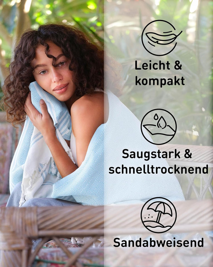 Fit-Flip Hamamtuch aus 100% Baumwolle – saugfähig und schnelltrocknend – türkisches Saunatuch, Stran