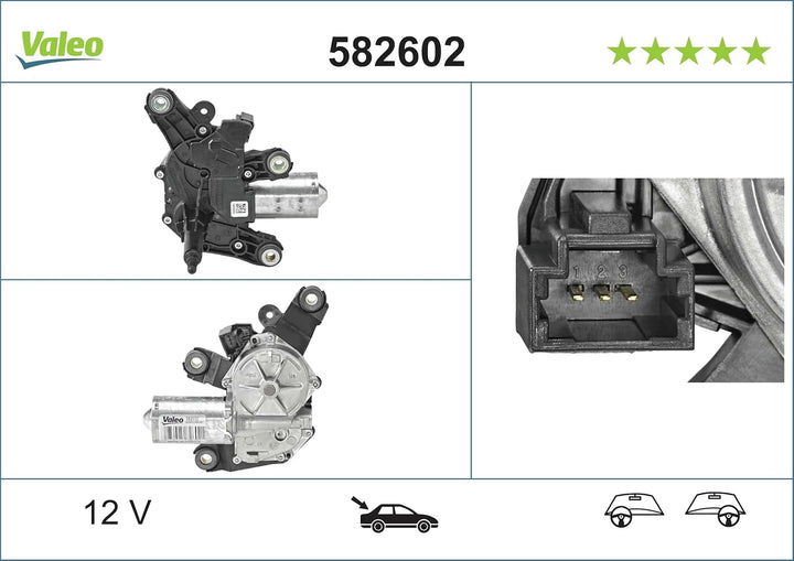VALEO 582602 Wischermotor VALEO Heckwischermotor 582602 RENAULT CAPTUR 1 CLIO IV