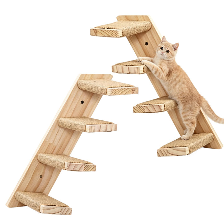 2 Stück Katzentreppe 4 Stufen, Kletterwand Katzen Kletterwand, Katzentreppe Wand, Wandmontage Katzen