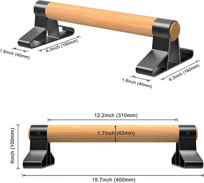 SELEWARE Liegestützgriffe mit ergonomischem Holz Griff und hochbelastbarem Stahl - Rutschfeste Push-