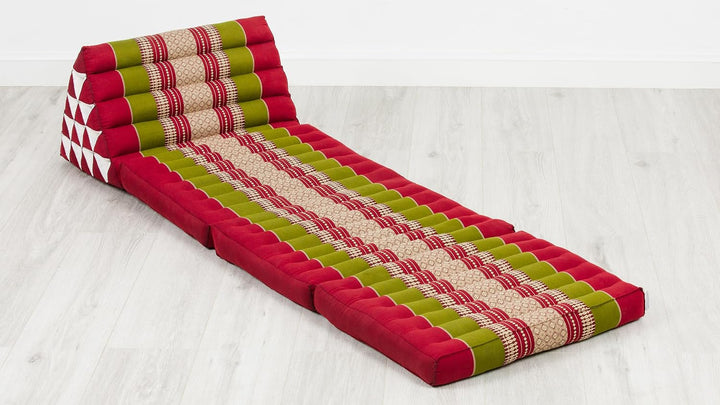 livasia Thaikissen 3 Auflagen extrahoch - 185x55x8cm - Dreieckskissen mit Klappmatratze, Kapok, Jumb