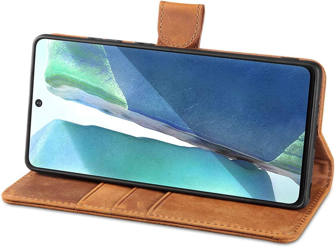 LENSUN Echtleder Hülle für Samsung Galaxy Note 20 Ultra, Handyhülle [Echtes Leder] [Kartenfach] RFID