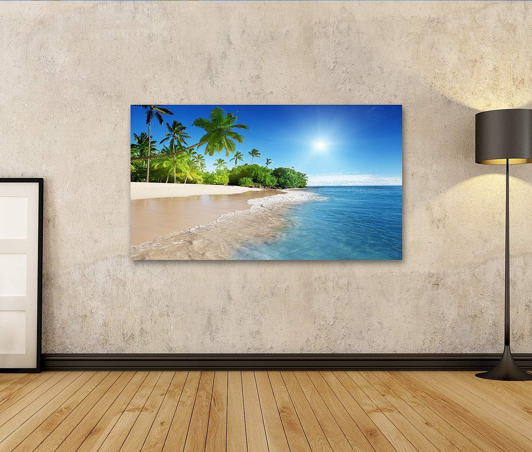 islandburner Bild auf Leinwand Karibisches Meer Und Palmen Bilder Wandbilder Poster Leinwand 100x57c
