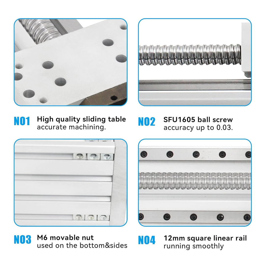 RATTMMOTOR Lineartisch-Aktuator,CNC Linearantrieb Effektiver Hub 300mm Linearführung Mini CNC Linear