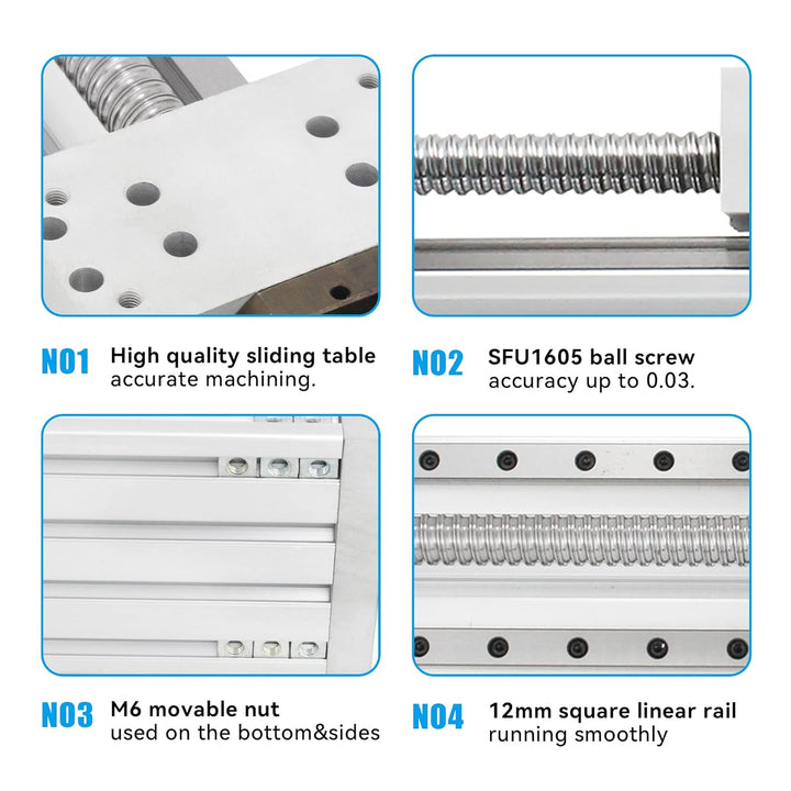 RATTMMOTOR Lineartisch-Aktuator,CNC Linearantrieb Effektiver Hub 300mm Linearführung Mini CNC Linear