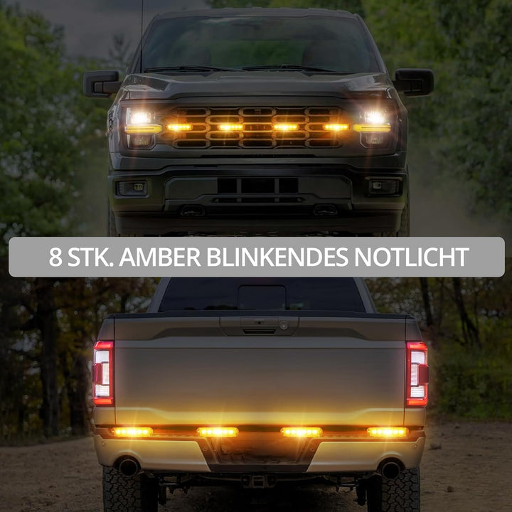 Justech 8er 6LED Warnlicht Frontblitzer Stroboskoplicht Frontblitzer, 30 Modi Warnleuchte Stroboskop