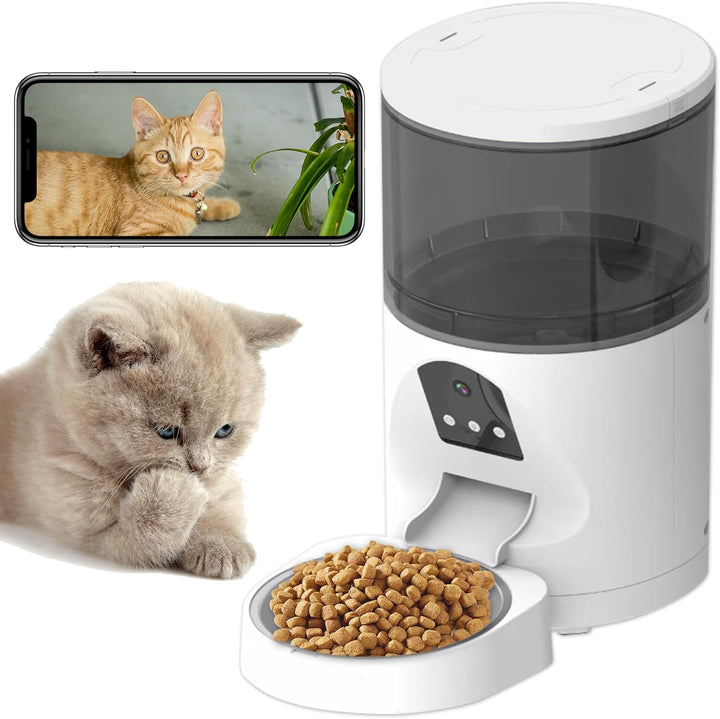 ANTELA Futterautomat für Katzen Hunde 6L mit Video 3MP, 2,4GHz WLAN Futterspender, App-Steuerung, Re