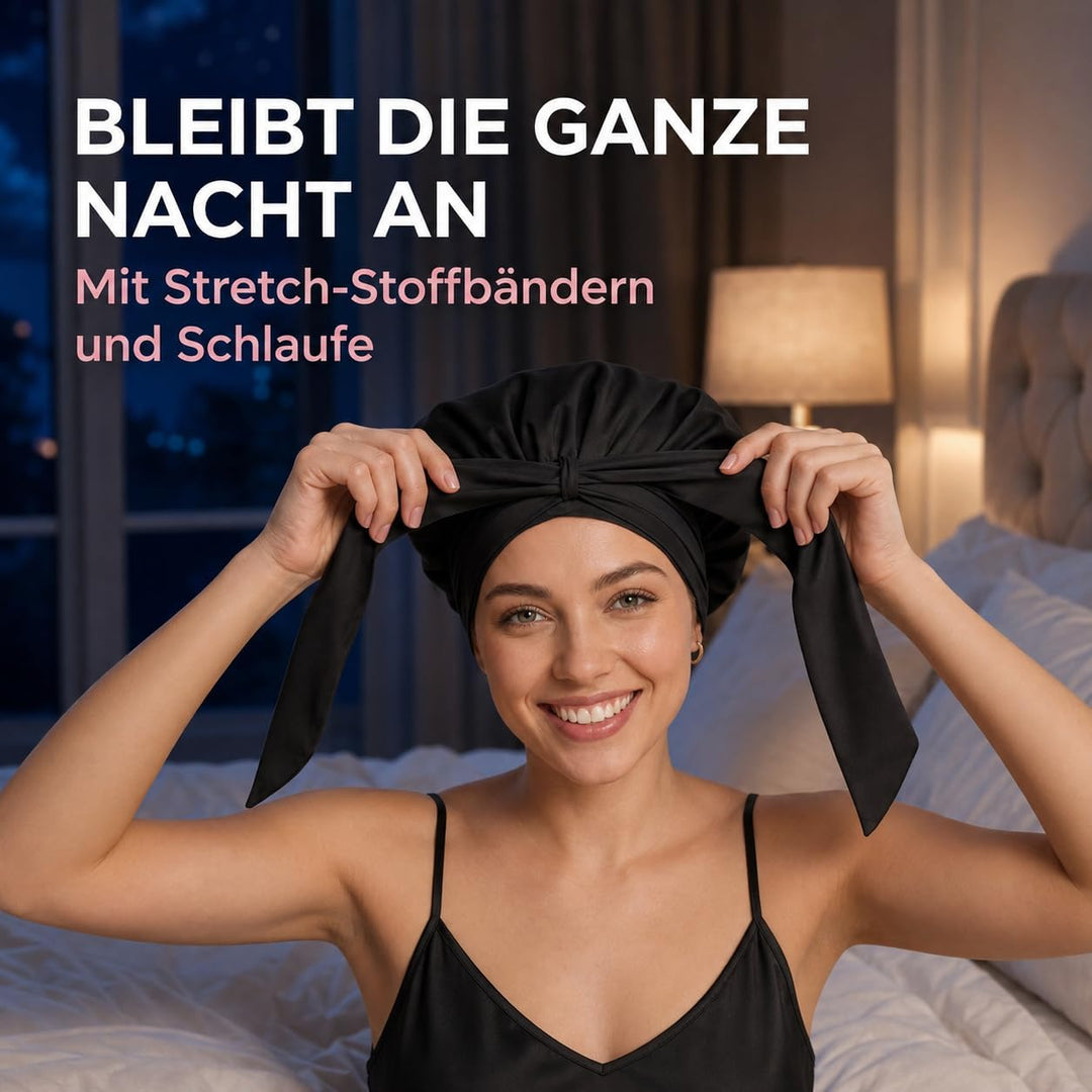 Seidenmütze – Schlafmütze aus 100% Maulbeerseide, atmungsaktive und anpassbare Schlafmützen, rutschf