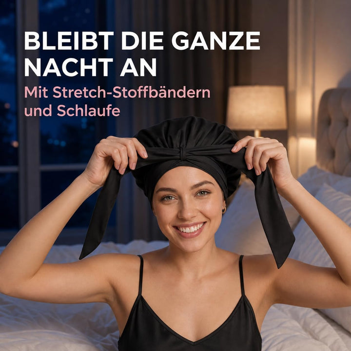 Seidenmütze – Schlafmütze aus 100% Maulbeerseide, atmungsaktive und anpassbare Schlafmützen, rutschf
