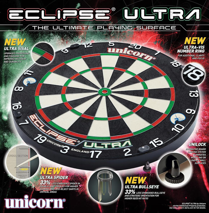 Unicorn Eclipse Ultra Professional Bristle Dartscheibe, Einheitsgrösse, Schwarz, 79900 Single, Singl