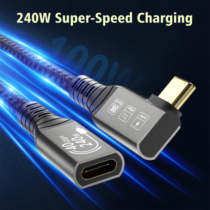 CableDeconn USB4 8K Cable 0.5m M/F 1xBend 1xStraight Compatible with Thunderbolt 4 8K@60Hz 4K@120Hz