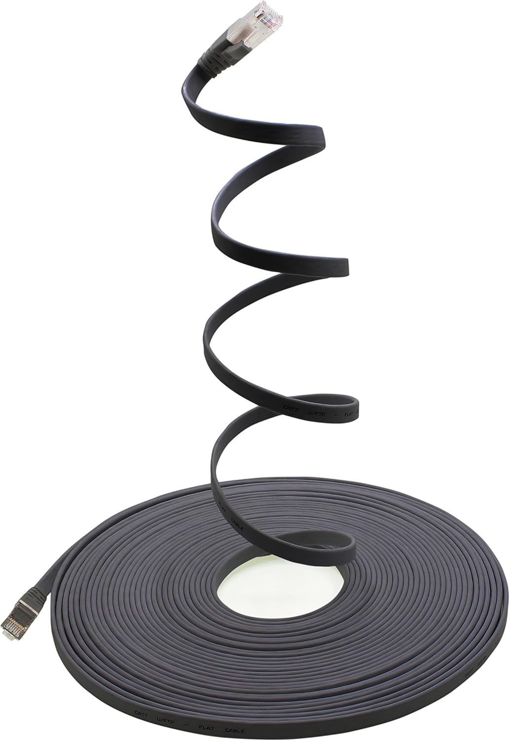 10m - schwarz - 10 Stück CAT.7 Gigabit Ethernet LAN Flachband Flachbandkabel (RJ45) Netzwerkkabel Ro