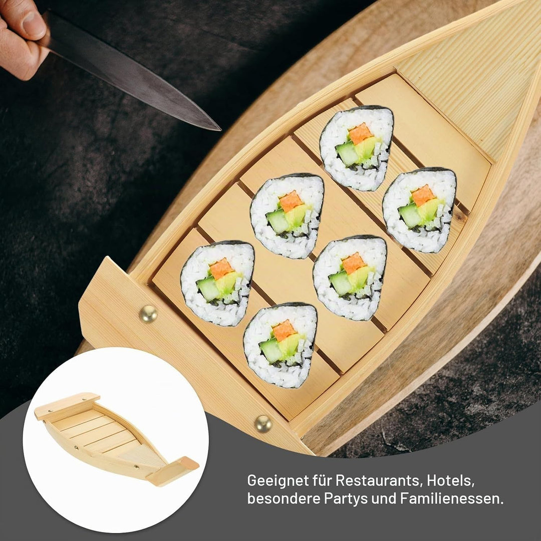 Toyvian Holz Sushi Servierplatte Boot form Grosses Japanisches Snacktablett Sashimi Platte Für Resta