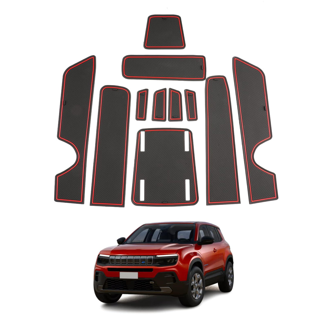 SHAOHAO für Jeep Avenger 2023 2024 Gummimatten, Mittelkonsole Antirutschmatten, Getränkehaltermatt,