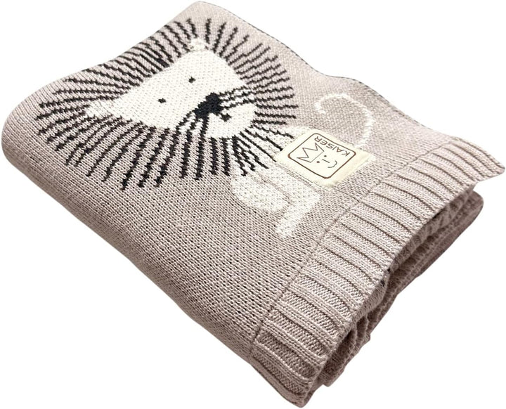 KAISER 65211 LION Babydecke Strick 100% Bio Baumwolle (kbA), atmungsaktive Babydecke, Ganzjährig, Ne