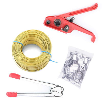 Manuelle Umreifungsset incl.Versiegelung Spanngerät 100m Umreifungsban 50 Stück Clips für Spanner PP