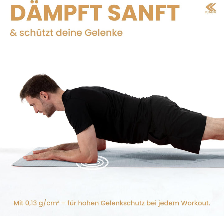 Yoga Matte – Rutschfeste Sportmatte in Deutschland entwickelt – 2 Komfort-Dicken – Formstabile Yogam