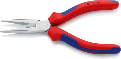 Knipex Flachrundzange mit Schneide (Radiozange) verchromt, mit Mehrkomponenten-Hüllen 160 mm 25 05 1