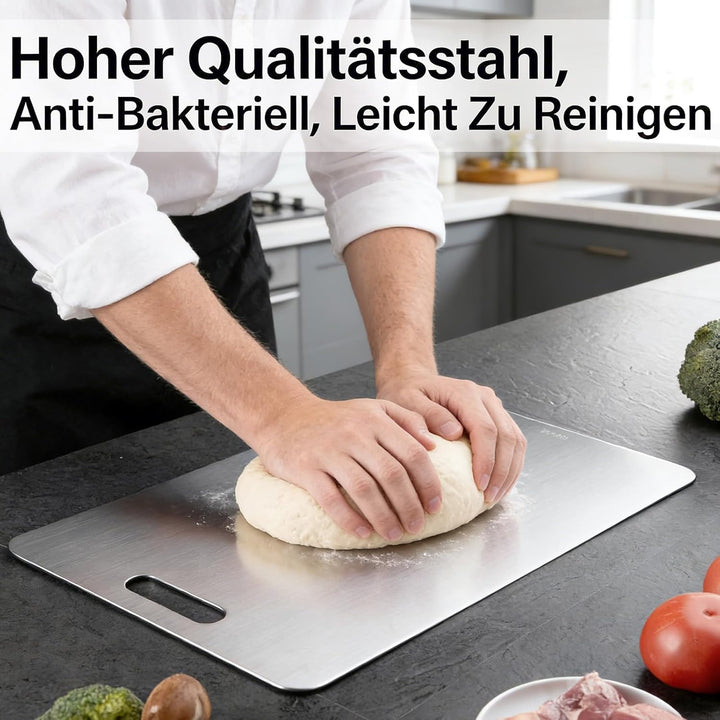 Titan Schneidebrett Set, 3 Stück Schneidebrett Edelstahl, Doppelseitiges Schneidebretter für Fleisch