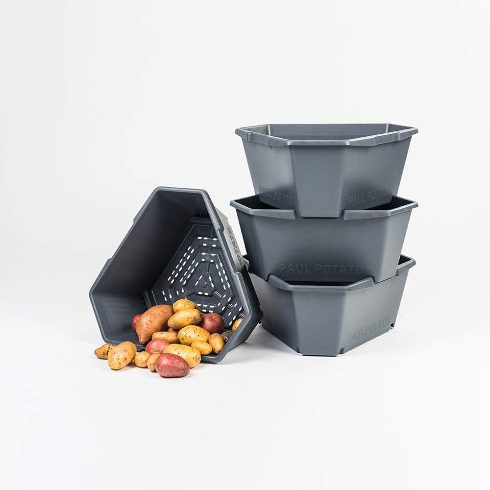 PAUL POTATO Starter Kartoffelturm - 4 Etagen von Gusta Garden - anthrazit/grau - stapelbar - Hochbee