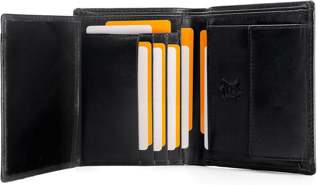Fa.Volmer ® Leder Geldbörse Herren mit RFID-Schutz im XL-Format - Platz für Fahrzeugscheine - 11 Fäc