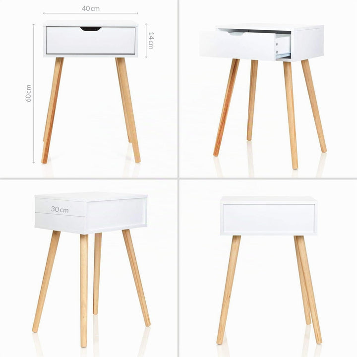 Furniture for Friends Möbelfreude Doluna Nachtkonsole Tjark Nachttisch mit Schublade | Weiss mit Hol
