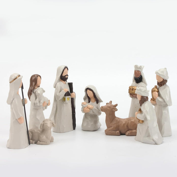 Top-spring Krippenfiguren Set, Weihnachtskrippe mit Beleuchtung, Krippe Weihnachten Komplettset, Kri