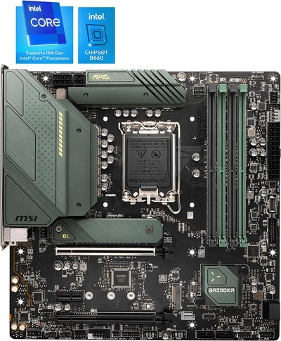 MSI MAG B660M BAZOOKA DDR4 Mainboard Micro-ATX - unterstützt Intel Core Prozessoren 12. Generation,