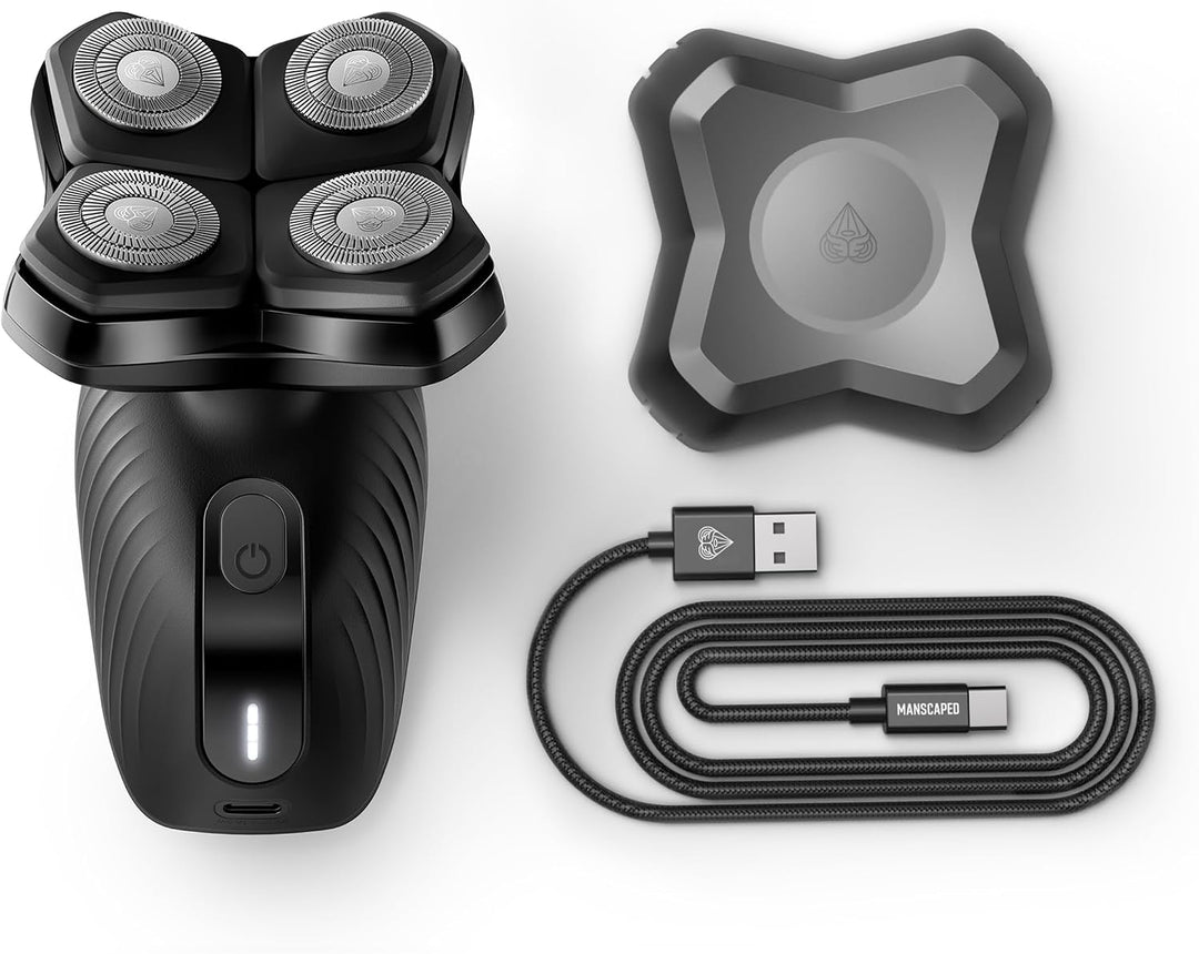 MANSCAPED The Dome Shaver Plus Herren Kopfrasierer – Vier Doppelspur-Rotationsklingen mit SkinSafe &amp;