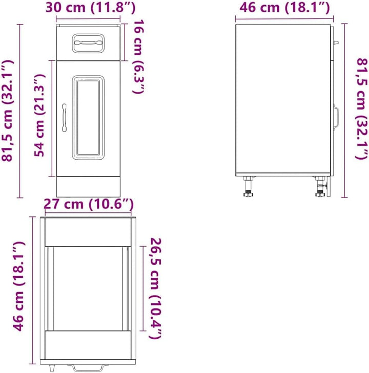 vidaXL Küchenunterschrank Kalmar Artisan-Eiche Holzwerkstoff, Spülenunterschrank, Schrank Küche, Lag