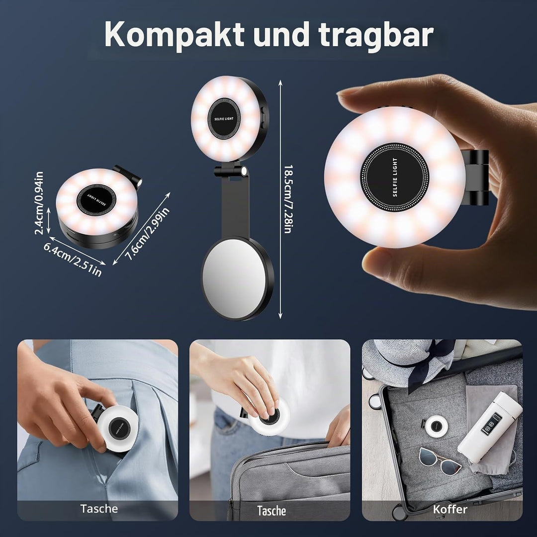 Magnetisches Selfie Licht 3 Modu Mini LED Handy 3-in-1 Magnetische Selfie Licht Kompatibel, Farbtemp