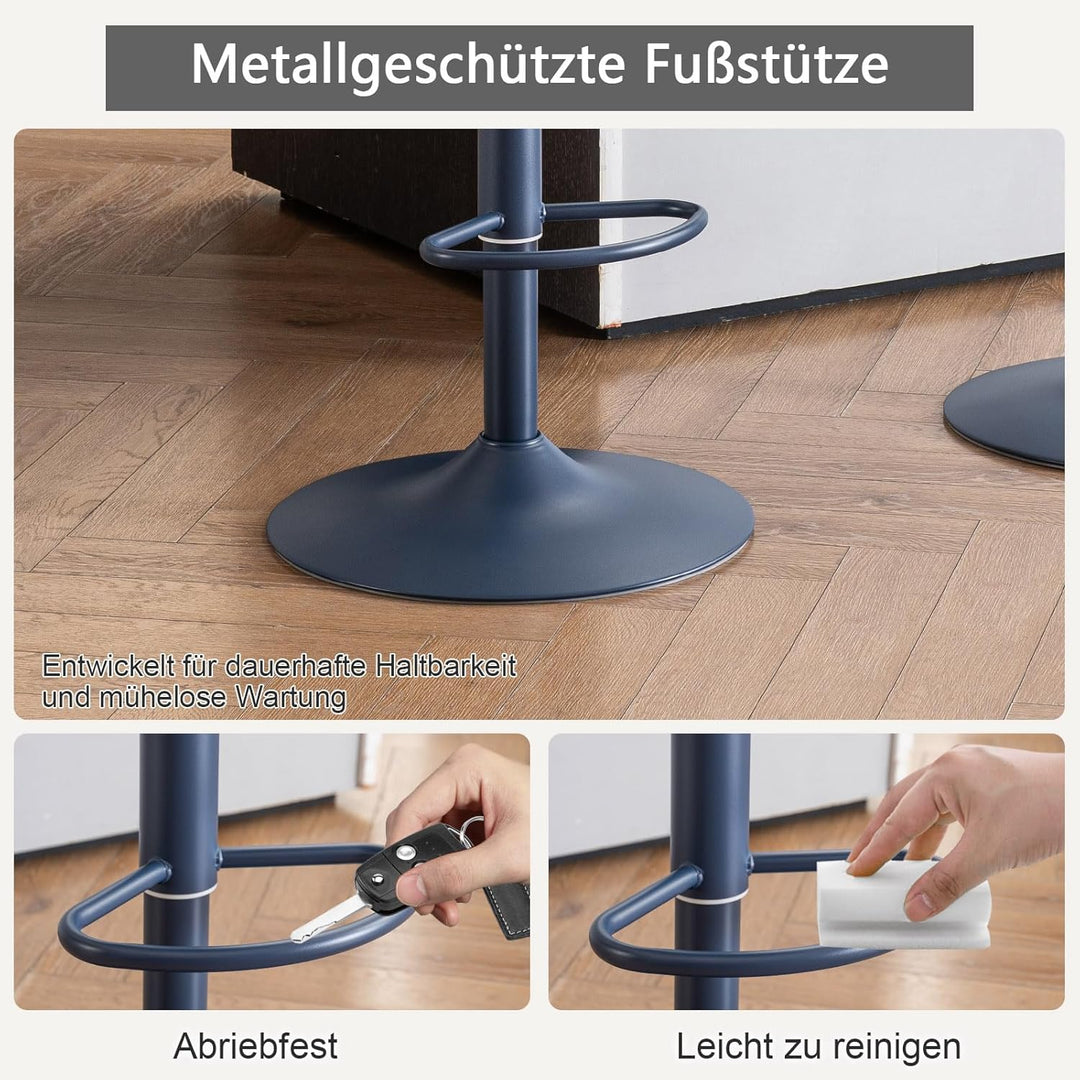 YOUTASTE 1er Barhocker, Drehbar Barstuhl mit Lehne, Höhenverstellbar aus PU-Leder, 360° Drehstuhl, M