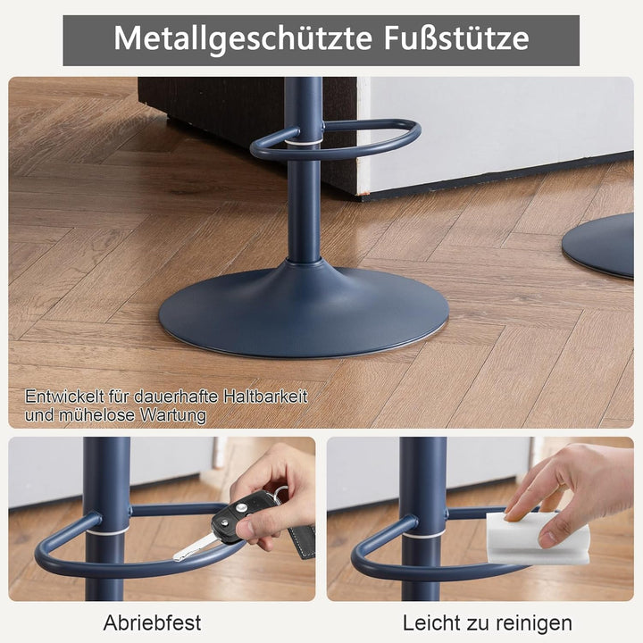 YOUTASTE 1er Barhocker, Drehbar Barstuhl mit Lehne, Höhenverstellbar aus PU-Leder, 360° Drehstuhl, M
