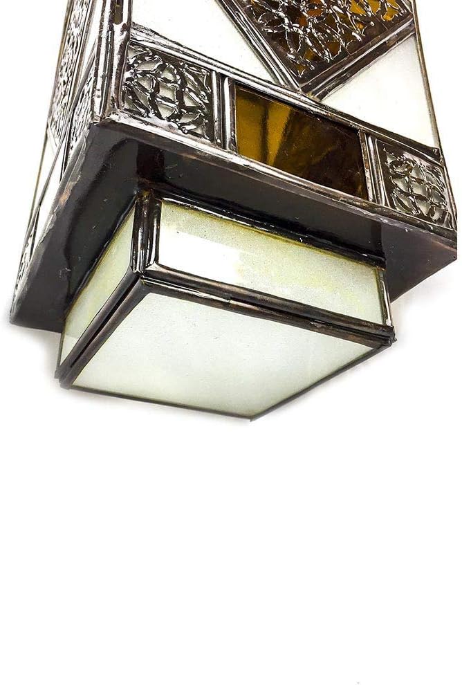 Marokkanische Laterne aus Glas und Metall, handgelocht, 34 cm