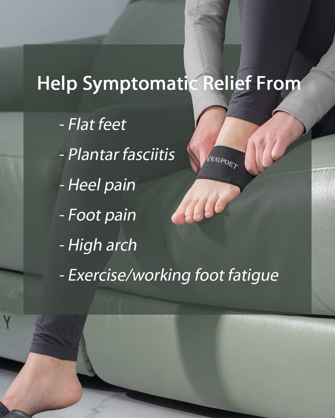 VEGPOET Copper Arch Support Relief Plus – Unterstützung für Plantarfasziitis, mit Gel-Pads, Schmerzl
