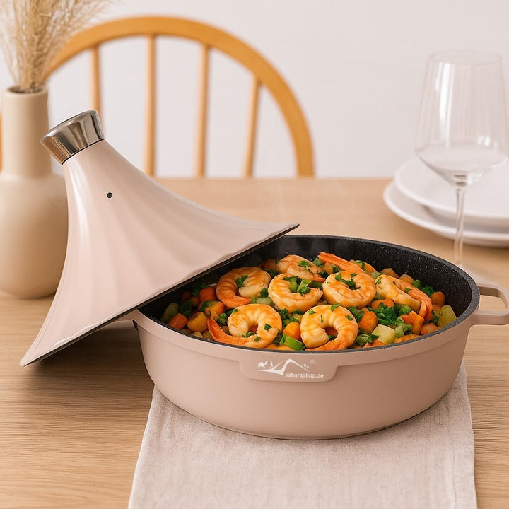 Marokkanische Tajine Morocco Ø 28 cm Induktion Tajin, Tagen, Gartopf Schmortopf, Premium Qualität, f