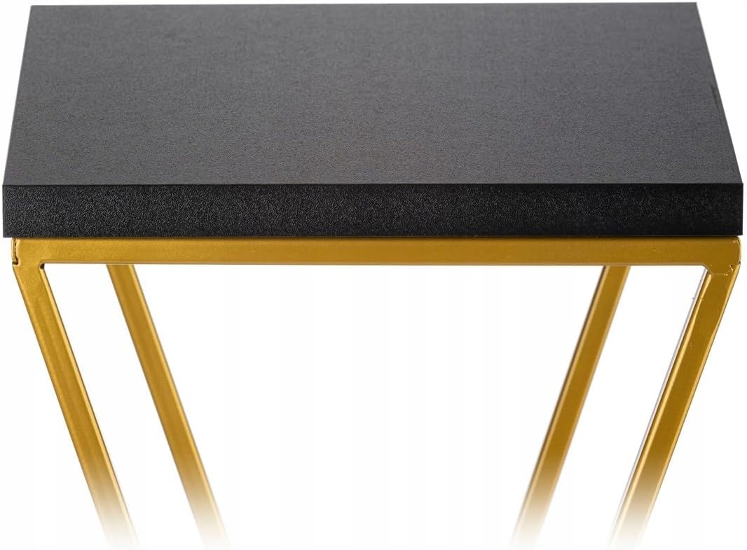 Pflanzenständer Metall 40 cm Hoch - Stabiler und Fester Blumenhocker mit Schwarz MDF-Platte auf Gold