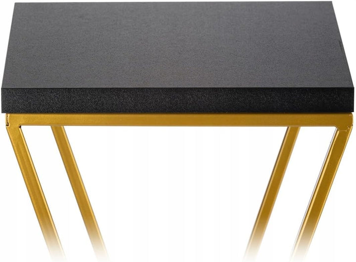 Pflanzenständer Metall 40 cm Hoch - Stabiler und Fester Blumenhocker mit Schwarz MDF-Platte auf Gold