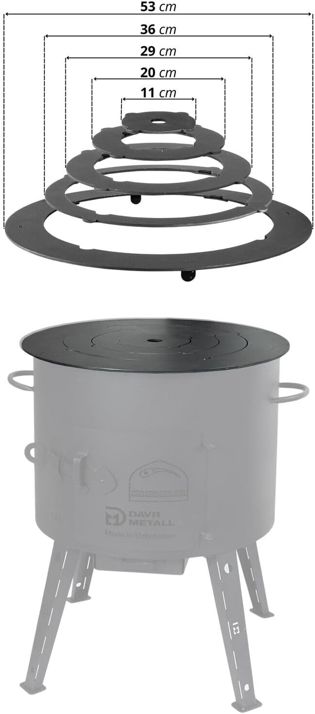 Ø49cm Uchag 2mm stahl Utschak mit Adapter-Ringe Utschag Feldküche Feuerstelle Campingofen Aussenküch