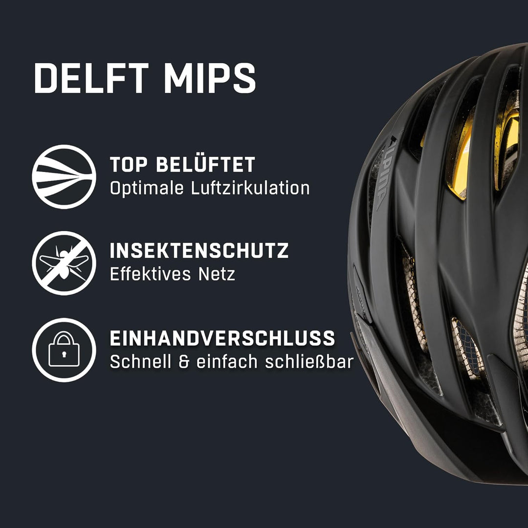 ALPINA DELFT MIPS - Sicherer, Leichter & Individuell Anpassbarer MIPS Fahrradhelm Mit Fliegennetz Fü