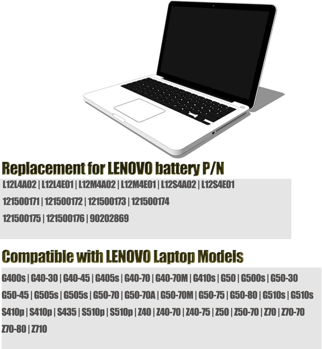 FengWings® 3500mAh Akku L12L4E01 L12M4E01, Ersetzen Für Lenovo G50 Z710 Z50 70 G400s G500s G50-30 G5