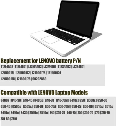 FengWings® 3500mAh Akku L12L4E01 L12M4E01, Ersetzen Für Lenovo G50 Z710 Z50 70 G400s G500s G50-30 G5