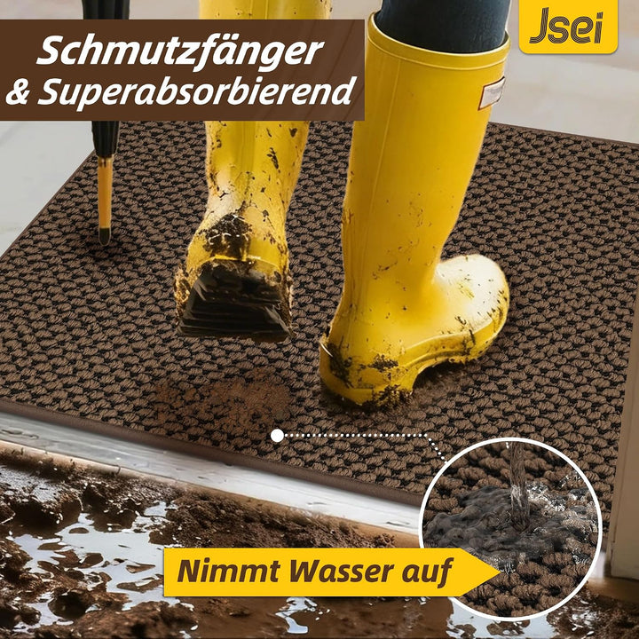 JSEI Fussmatte Innen 50 x 80 cm, Schmutzfangmatte rutschfest waschbar, Türmatte für Haustür Flur Ein