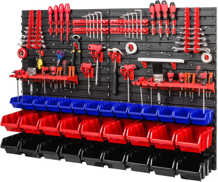 PAFEN Werkstattregal Lagersystem - 1152 x 780 mm - Wandregal mit Stapelboxen Werkzeughalter - Schütt