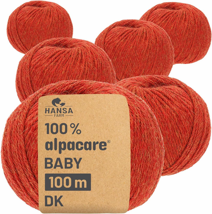 HANSA-FARM | Alpacare 100% waschbare Baby Alpakawolle in 25 Farben - 300 Set DK (6 x 50g) - Die 1. m
