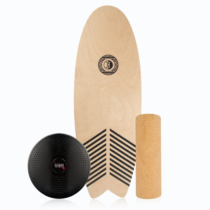 JUCKER HAWAII Balance Boards - Trick & Surf Balanceboard (100% Echtholz) mit extra rutschfester Ober