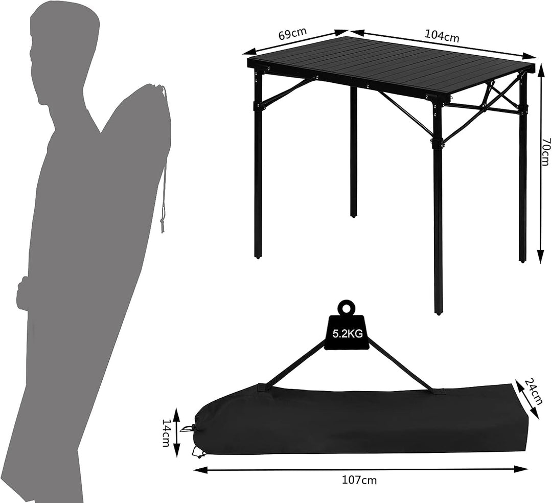 WOLTU Alu Tisch Campingtisch Buffettisch 104x69x70cm(LxBxH) zusammenklappbar und tragbar Reisetisch,