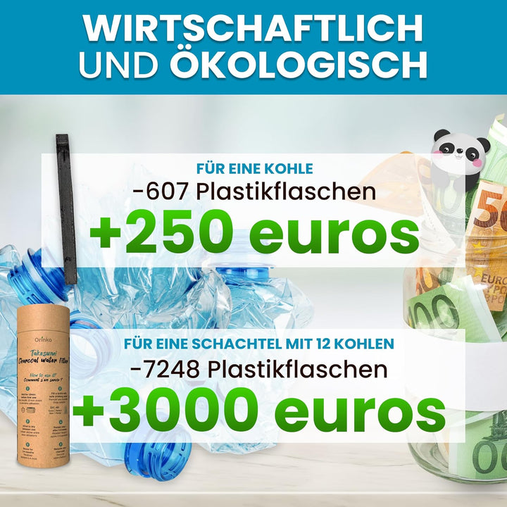 Binchotan Bio 12 x | Takesumi Aktivkohle aus Bambus zur Wasserreinigung | mit unserer Aktivkohle